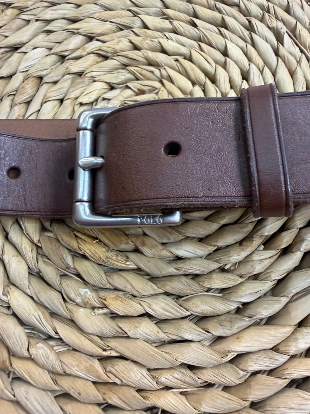 NWT Polo by Ralph Lauren Brown Leather Belt w/Silver Buckle. Size 36.